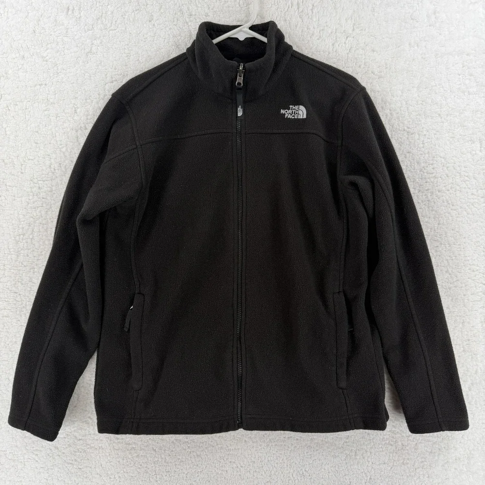 The North Face Jacket Boys XL Black Fleece Full Zip Stand Collar Pockets Outdoor